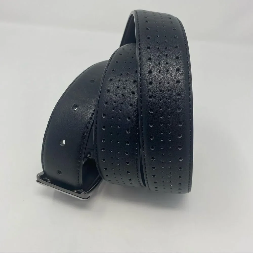 STACY ADAMS 42 Men’s Black Leather Belt Pacer Perforated Casual Dressy Belt